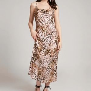 Guess Tan Leopard Print Slip Dress Size XL